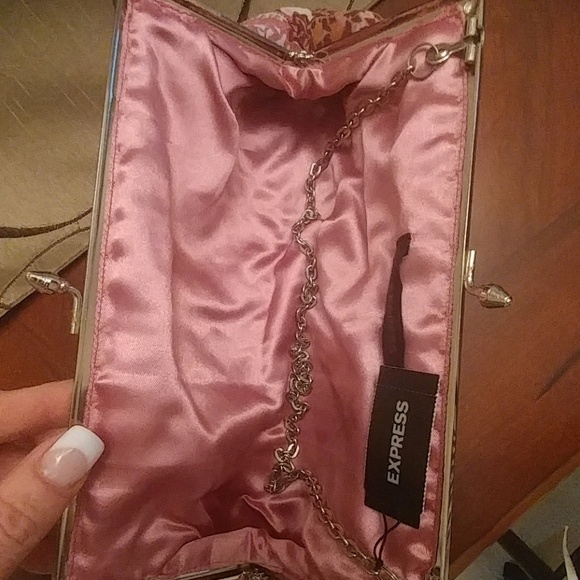 Express Beaded Pink Clutch Handbag NWT - Picture 4 of 5